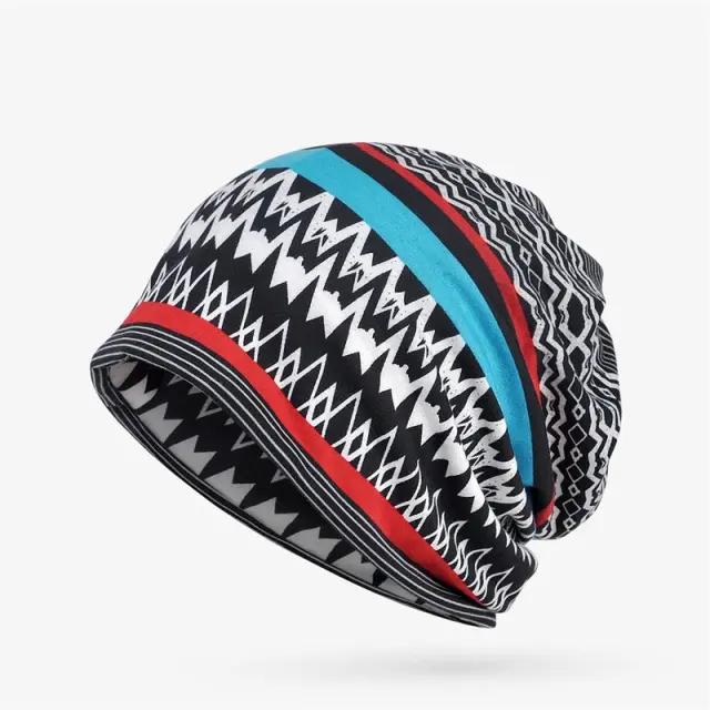 Cotton Knitted Pattern Fashion Korean Style Baotou Night Cap Black - Shop at LoveMi