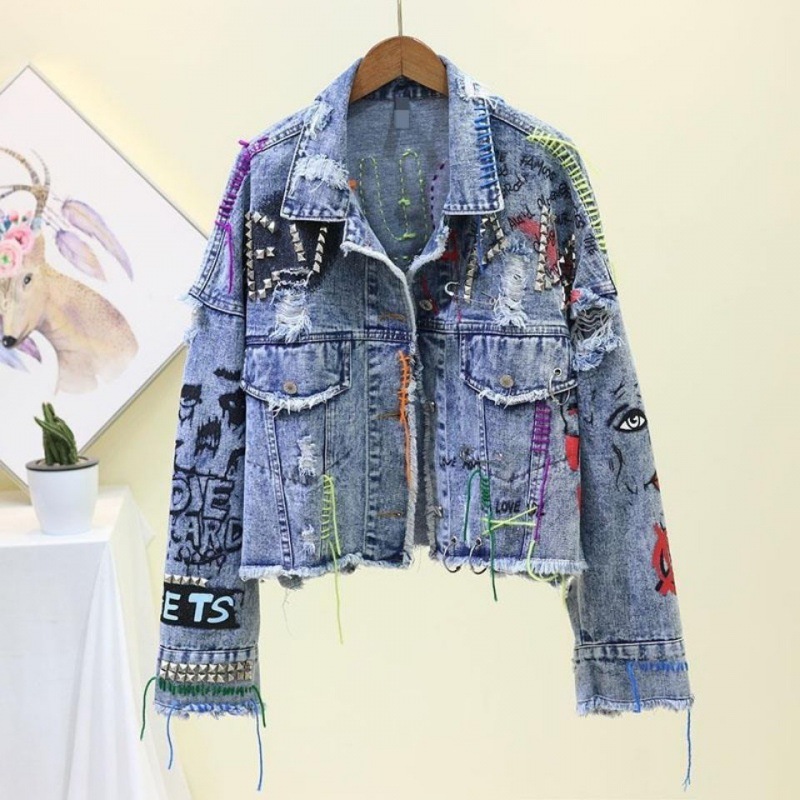 Women's Loose Embroidered Denim Jacket