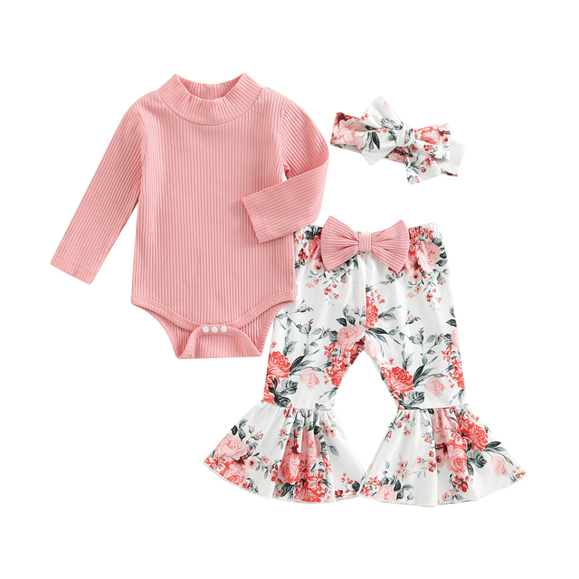Infant Baby Girls Pants Set Long Sleeve Romper
