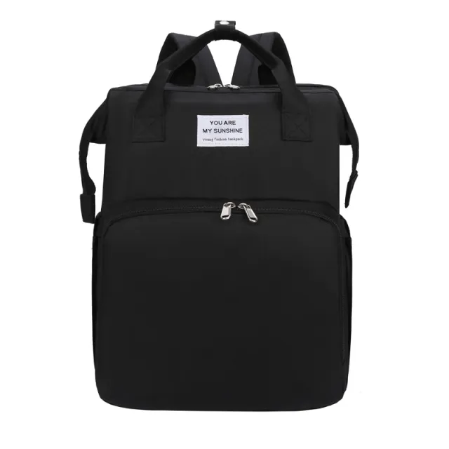 Portable Folding Crib Double Shoulder Mommy Bag Black - Shop at LoveMi