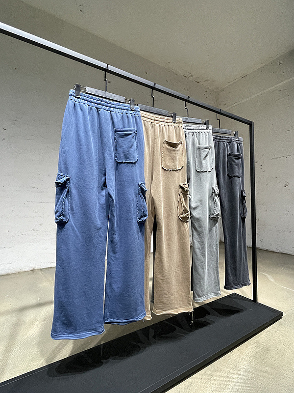 Lazy Casual Pants With Loose Edges And Washed Three-dimensional Pockets
