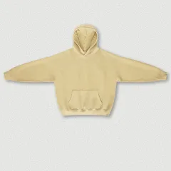 Autumn And Winter Washed And Worn Padded Hooded Sweatshirt - Khaki - View 1
