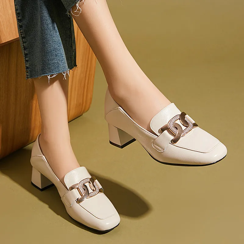 Women's New Leather Loafers Casual Flat Shoes - White