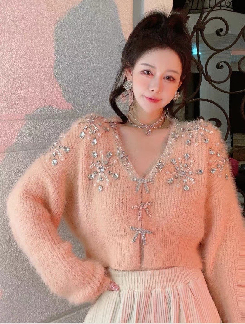 Single breasted Loose V neck Sweater White - Shop at LoveMi