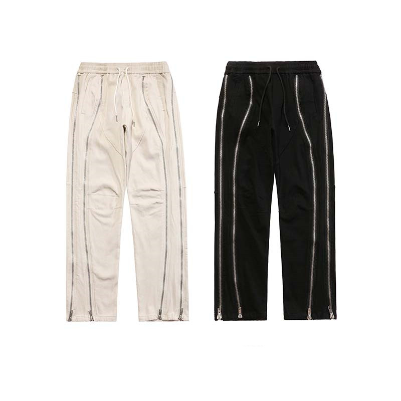 American High Street Fleece Double Zipper Three-dimensional Casual Pants