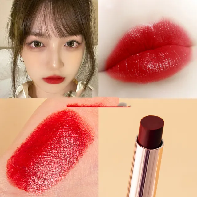 Golden Thin Tube Semi matte Velvet Matte Moisturizing Lipstick Cherry Fruit Wine - Shop at LoveMi