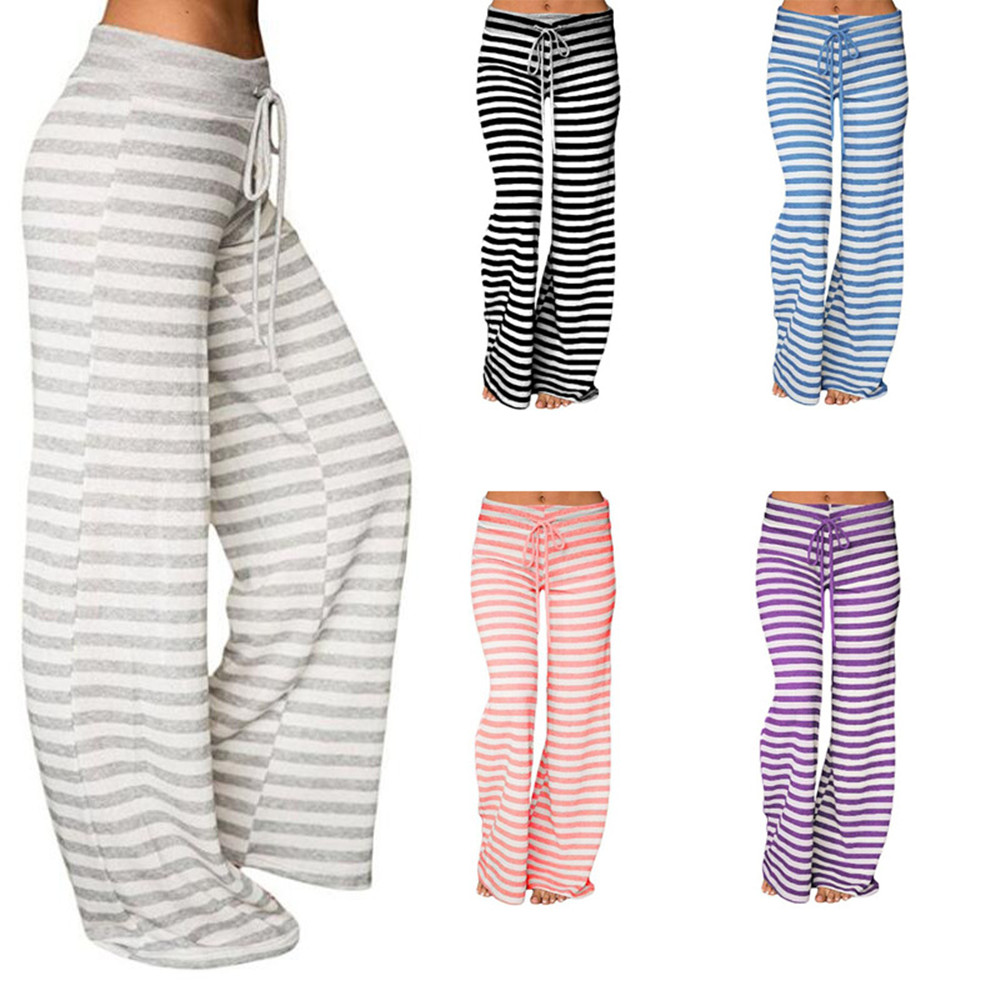 Title 2, Striped Wide Leg Drawstring High Waist Yoga Pants