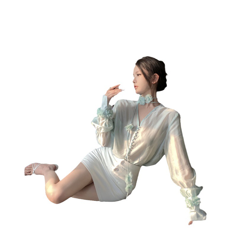 Simple Solid Color Tencel Long Sleeve Top - Image 8