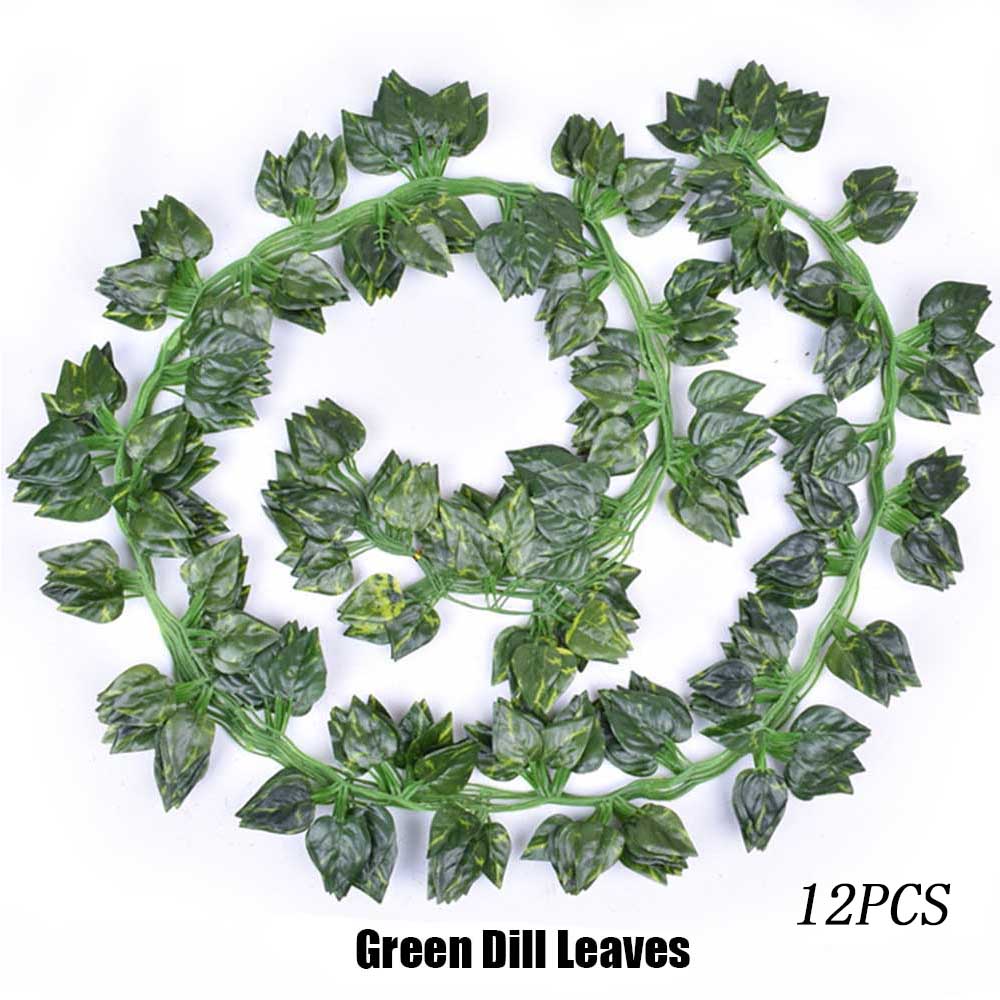 1-12PCS Artificial Ivy Garland Decorations Leaves Fake Vine Hanging String — image 3