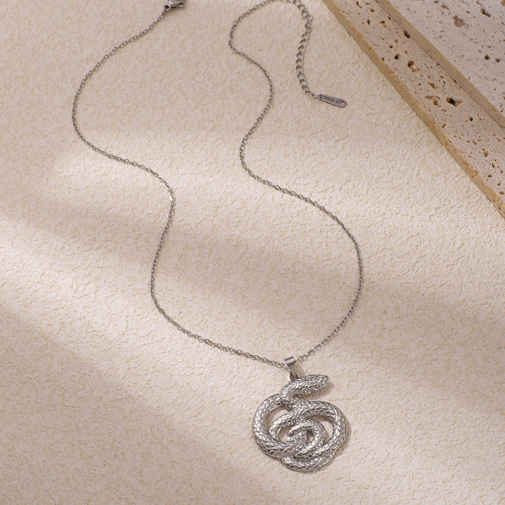 Stainless Steel Snake-shaped Pendant Necklace