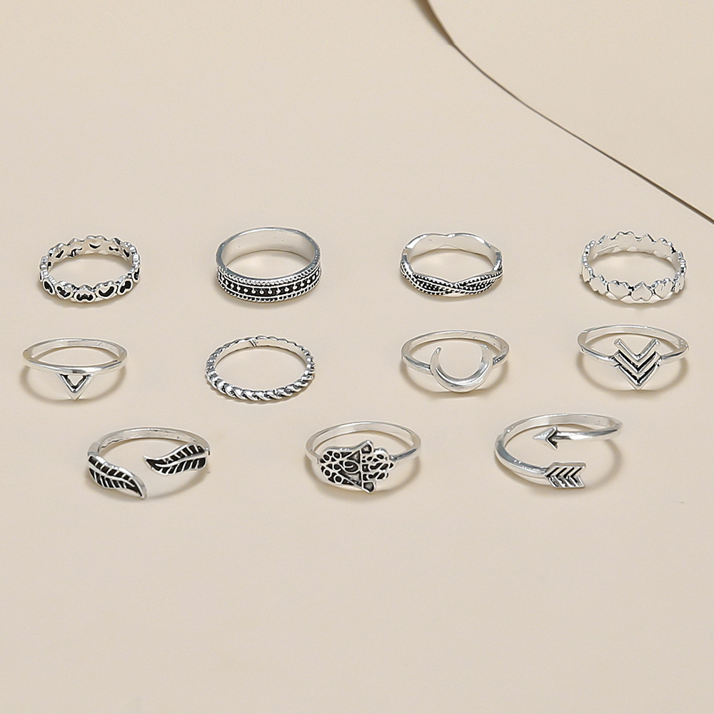 Fashion Love Arrow Ring Palm Leaf 11 Piece Ring
