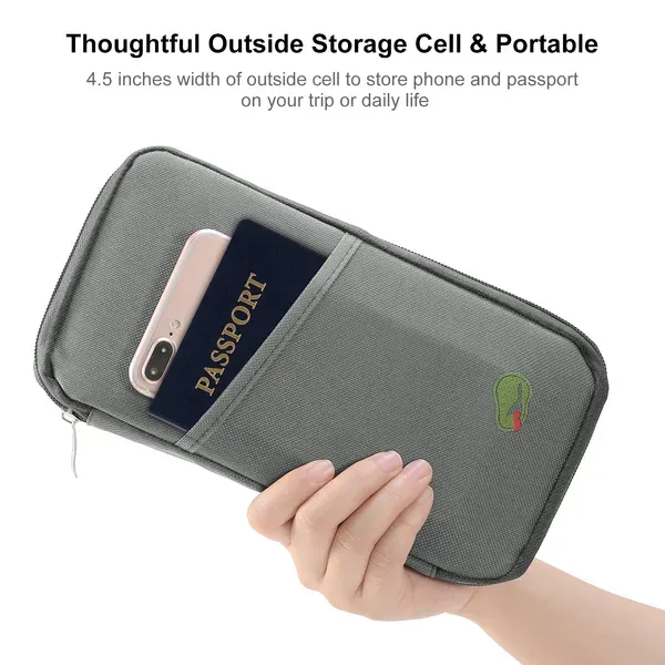 Travel Passport Wallet 12Cells Ticket ID Credit Card Holder Water Repellent Documents Phone Organizer Silver - Shop at LoveMi