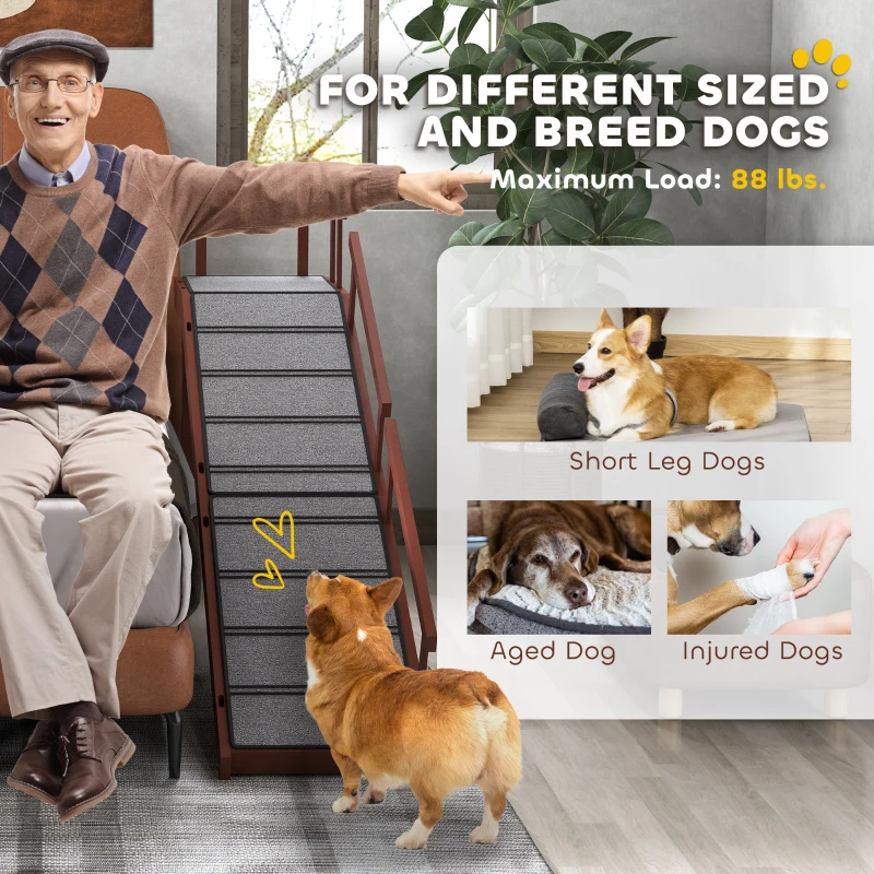 PawHut Wooden Dog Ramp With Removable Guardrails, Non-Slip Surface,