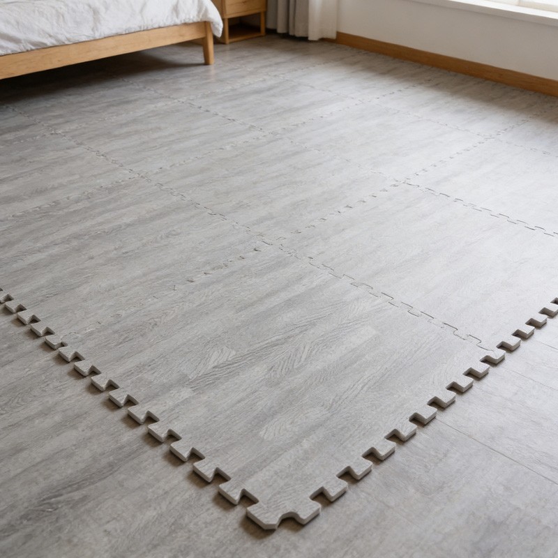 Grey Wooden Grain Foam Tiles Exercise Yoga Gym Fitness Garage Workshop Floor Mat — image 4