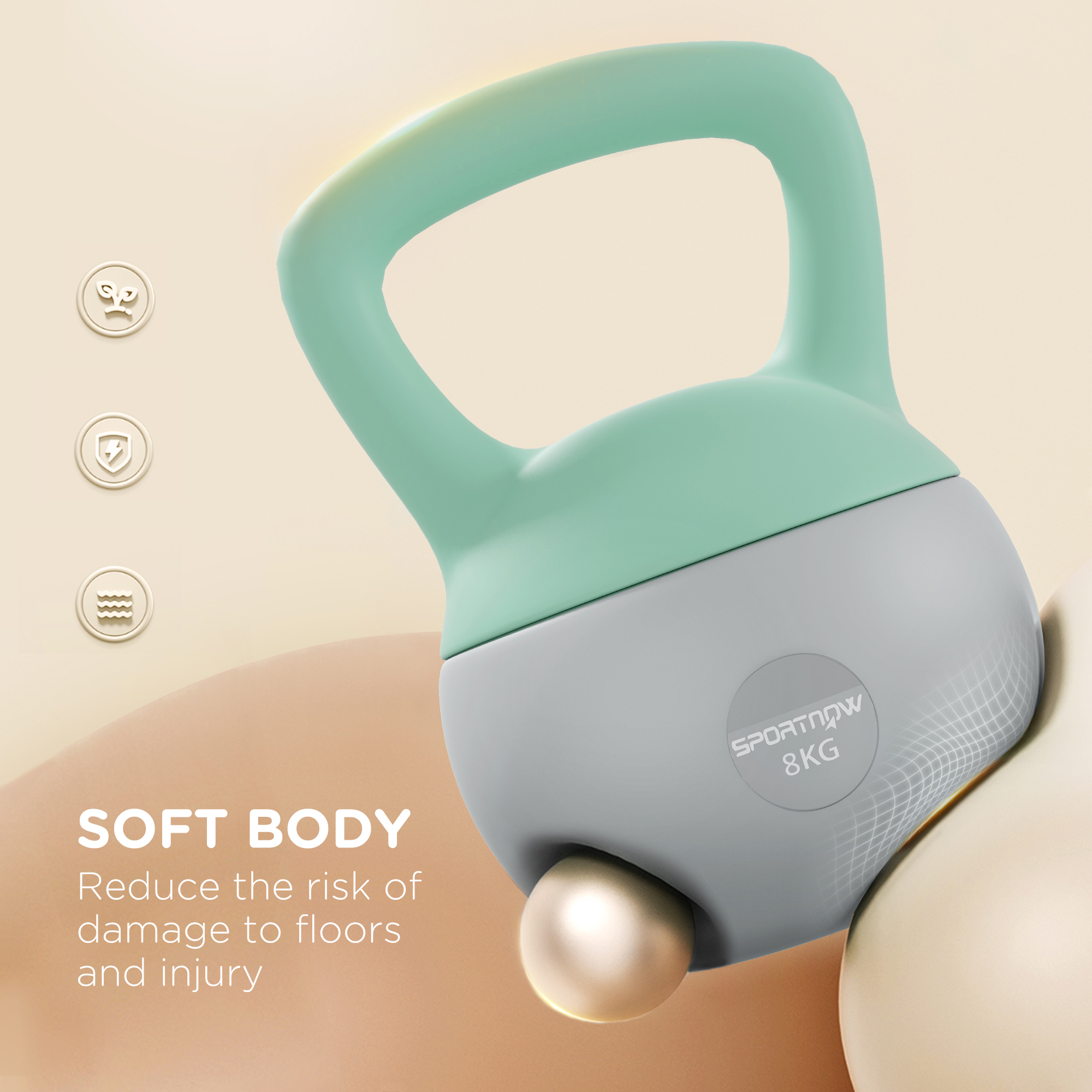 8kg Soft Kettlebell With Anti Slip Handle, Suitable For Home Gym