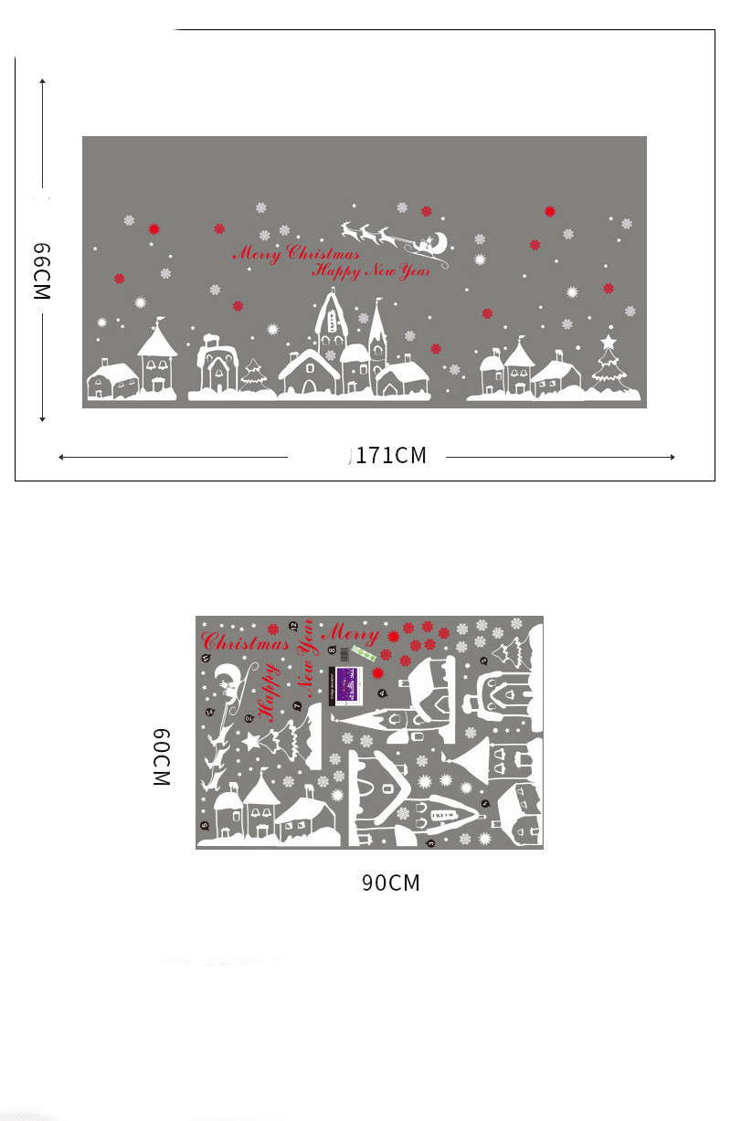 Christmas Snowflake Town Window Stickers size chart
