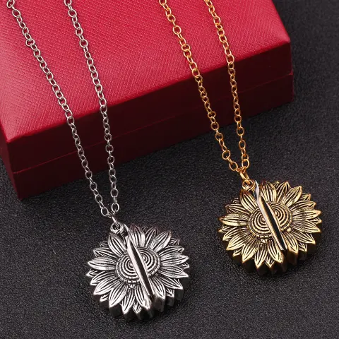 Personalized Engrave Name Date Sun Flower Necklace Fashion Custom