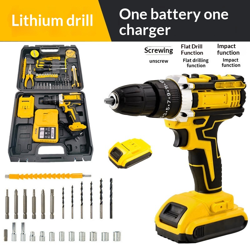 Household Rechargeable Brushed Electric Wrench, Household Lithium Battery Electric Drill, Export Model Impact Drill, Electric Tool — foto 3