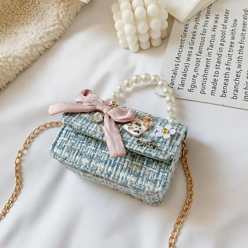 New Children's Shoulder Bag, Pearl Portable Princess