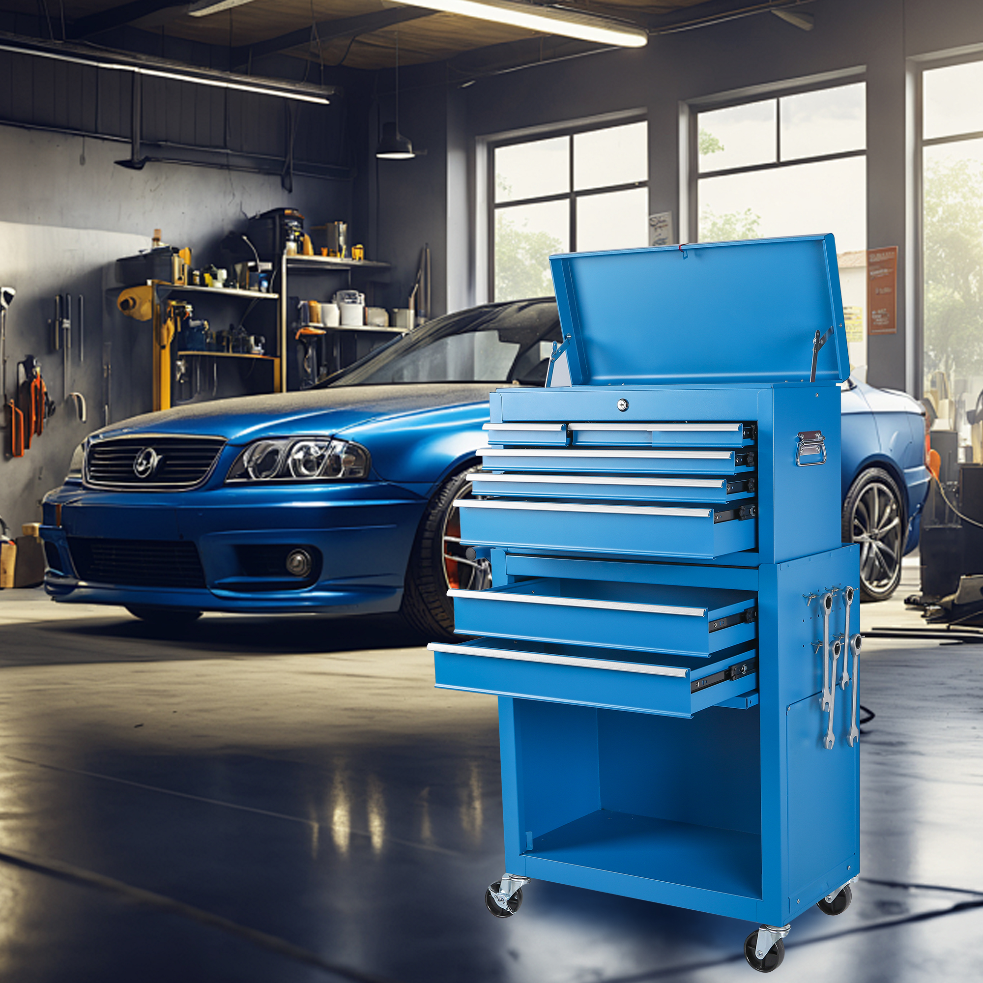 Tool Chest, 8-Drawer Rolling Tool Storage Cabinet With 2 In 1 Detachable Top Tool Box, Lockable Wheels, Metal Tool Cart For Garage 6