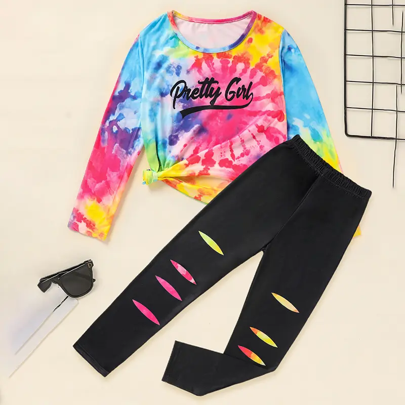 Toddler Girls' Spring Fall Outfit Set Pretty Girl Letter Print Long Sleeve Pullover Top & Matching Pants