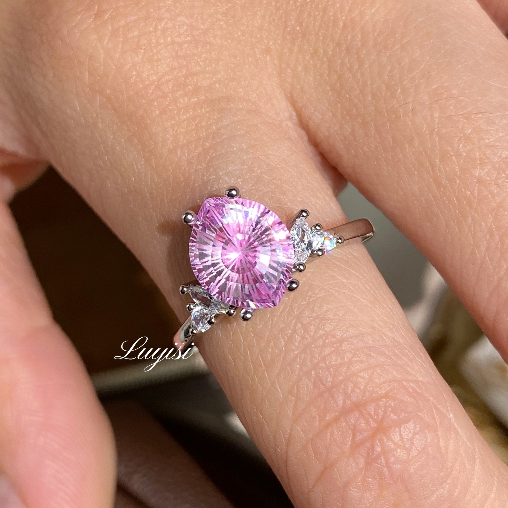 Firework Cut Simulated Moissanite Ring For Women, Light Luxury Niche Design Simulated... thumbnail 5