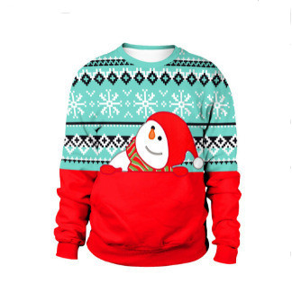 3D Hoodless Crewneck Sweater Loose Casual Top