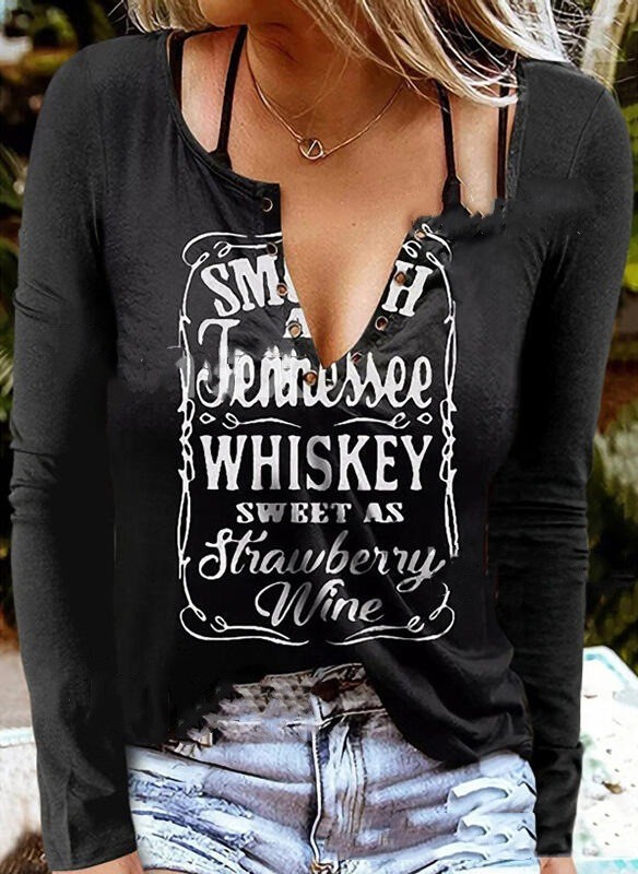 Women's Black Casual Long-sleeved Top