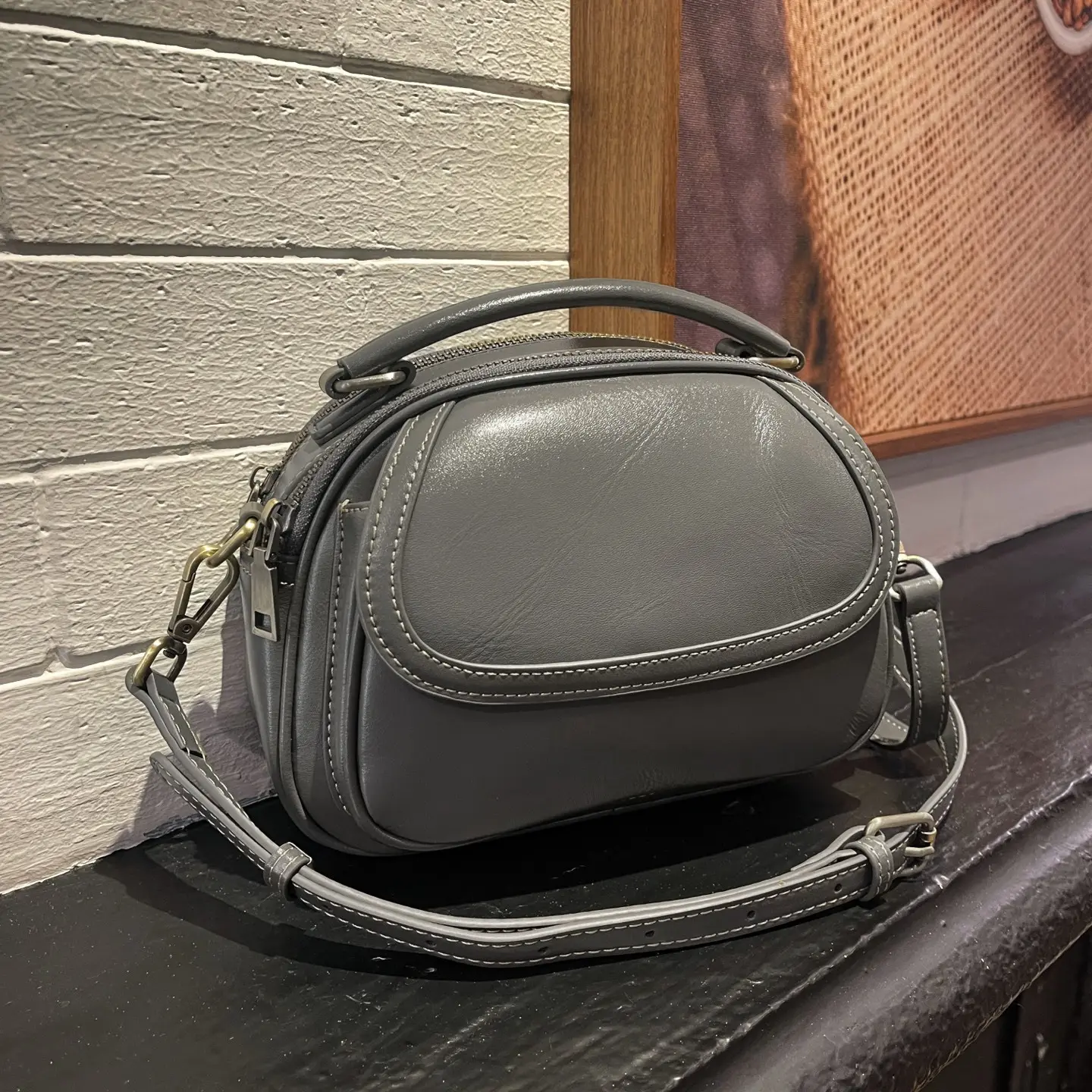 Top-grain Leather Single-shoulder Crossbody Bag, 2025