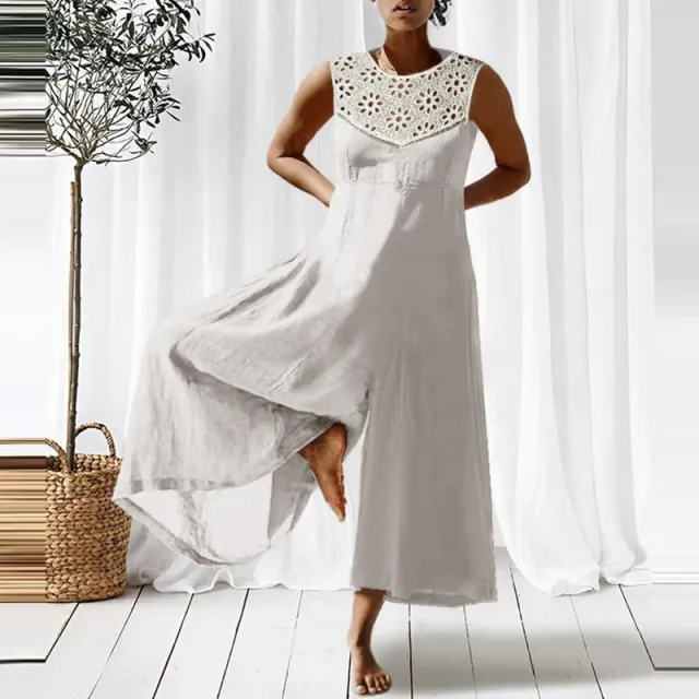 Fashionable Women's Elegant Long Cut Out Patchwork Jumpsuit White - Shop at LoveMi