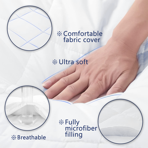 Mattress Topper Bed Pillowtop Mat Pad Protector Cover 4 Size 10CM Extra Thick---Queen-white