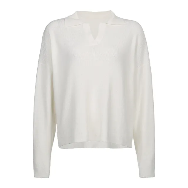 Casual Loose V neck Slim Mid length Top Color L - Shop at LoveMi