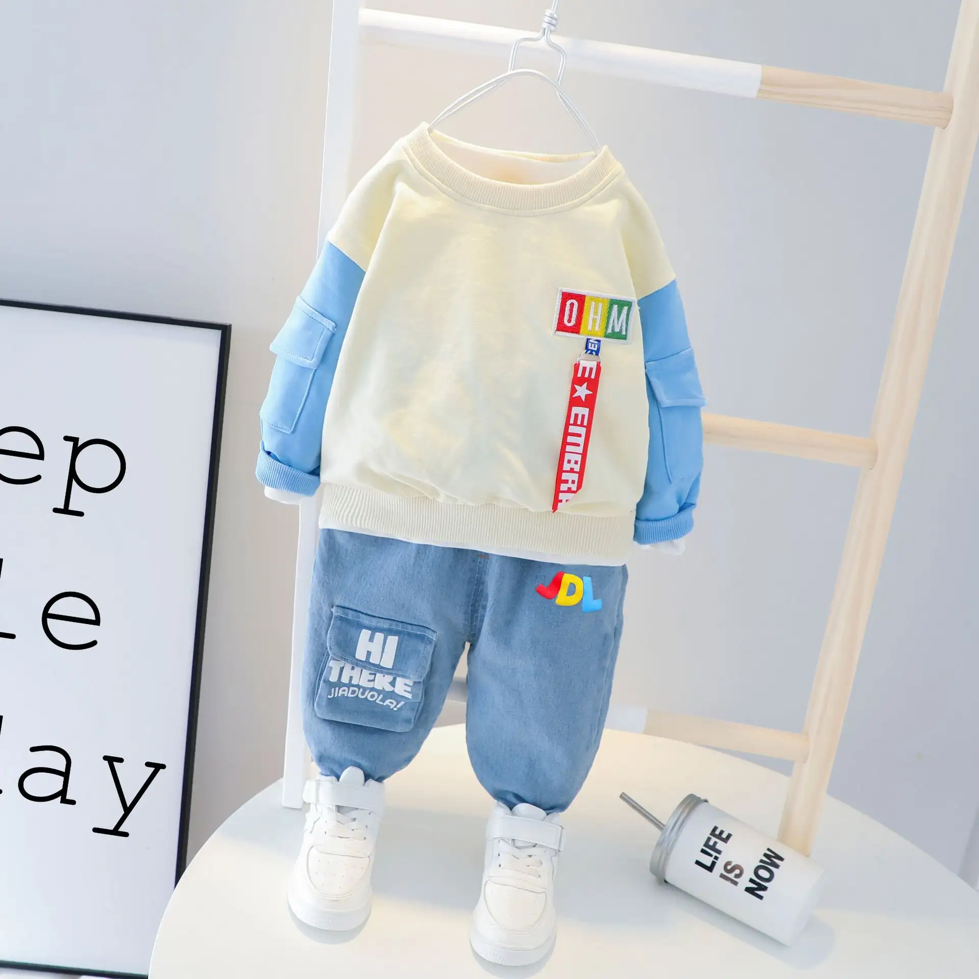 Long-sleeved Trousers And Hooded Sweater Baby Two-piece Suit