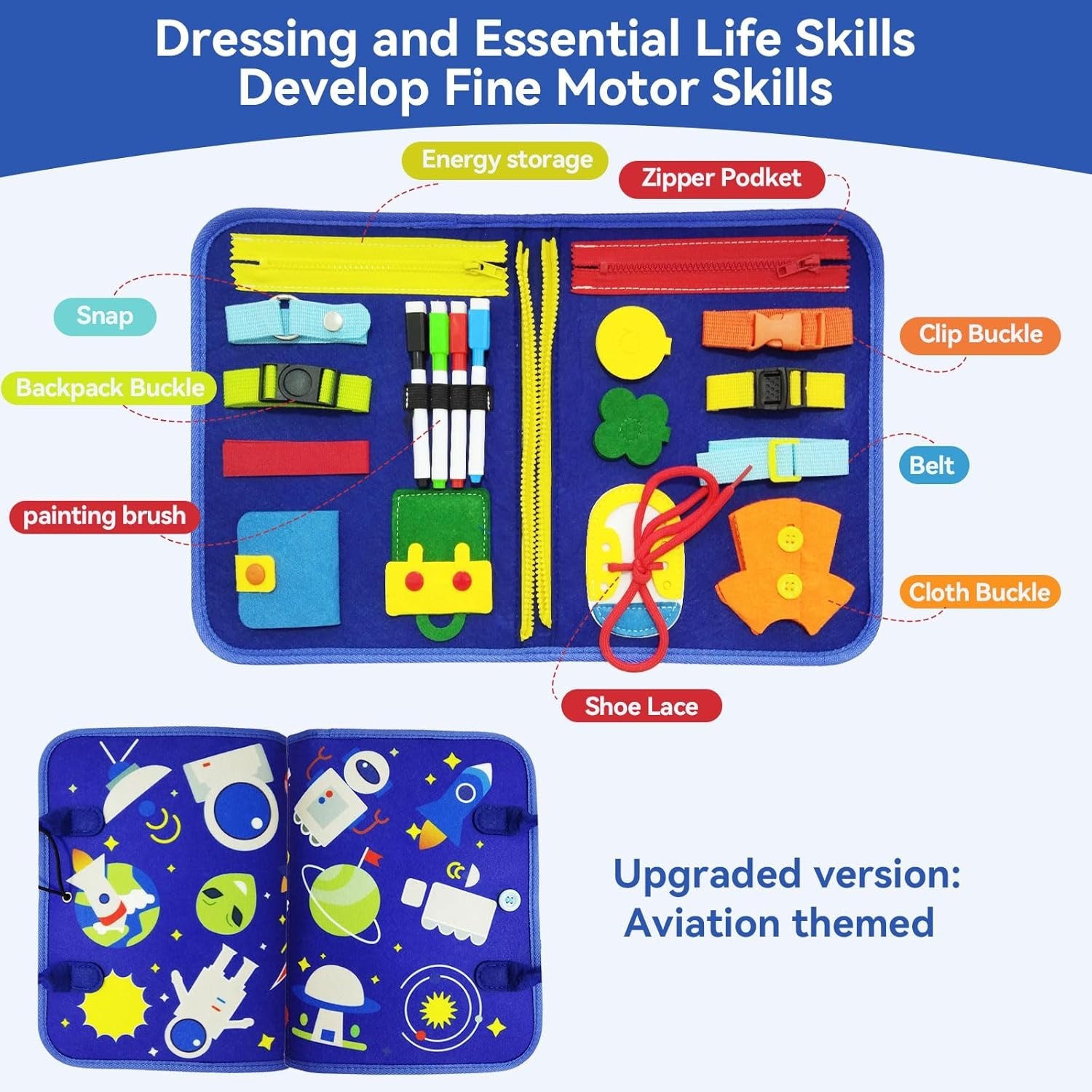 Toddler Busy Board Intelligence Learning Toys Sensory Montessori Book Kids Game