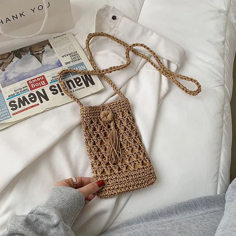 New Straw Woven All-match One-shoulder Messenger Bag - Khaki