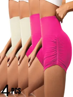 Sexy Solid Color Women Fitness Sport Short High Waist Athletic Yoga Short Leg Cycling Comprehensive Training Jogging Squat Proof Summer Solid Color... - View 1
