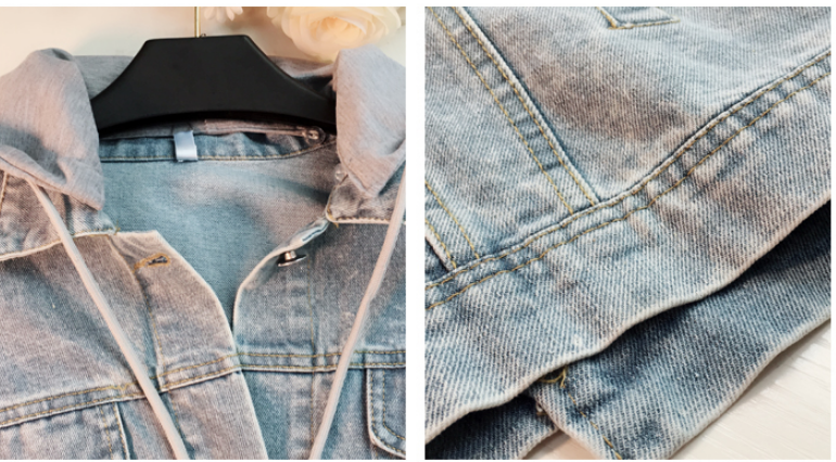 Women's Loose Embroidered Denim Jacket With Ripped Holes