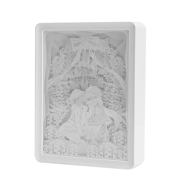 Creative Gift Mirror Paper Carved Light Decorative Ornaments Small Night Light