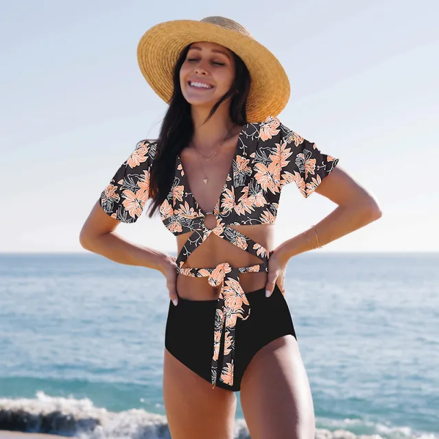 New European And American Bikini Sexy Split Swimsuit Black - Shop at LoveMi