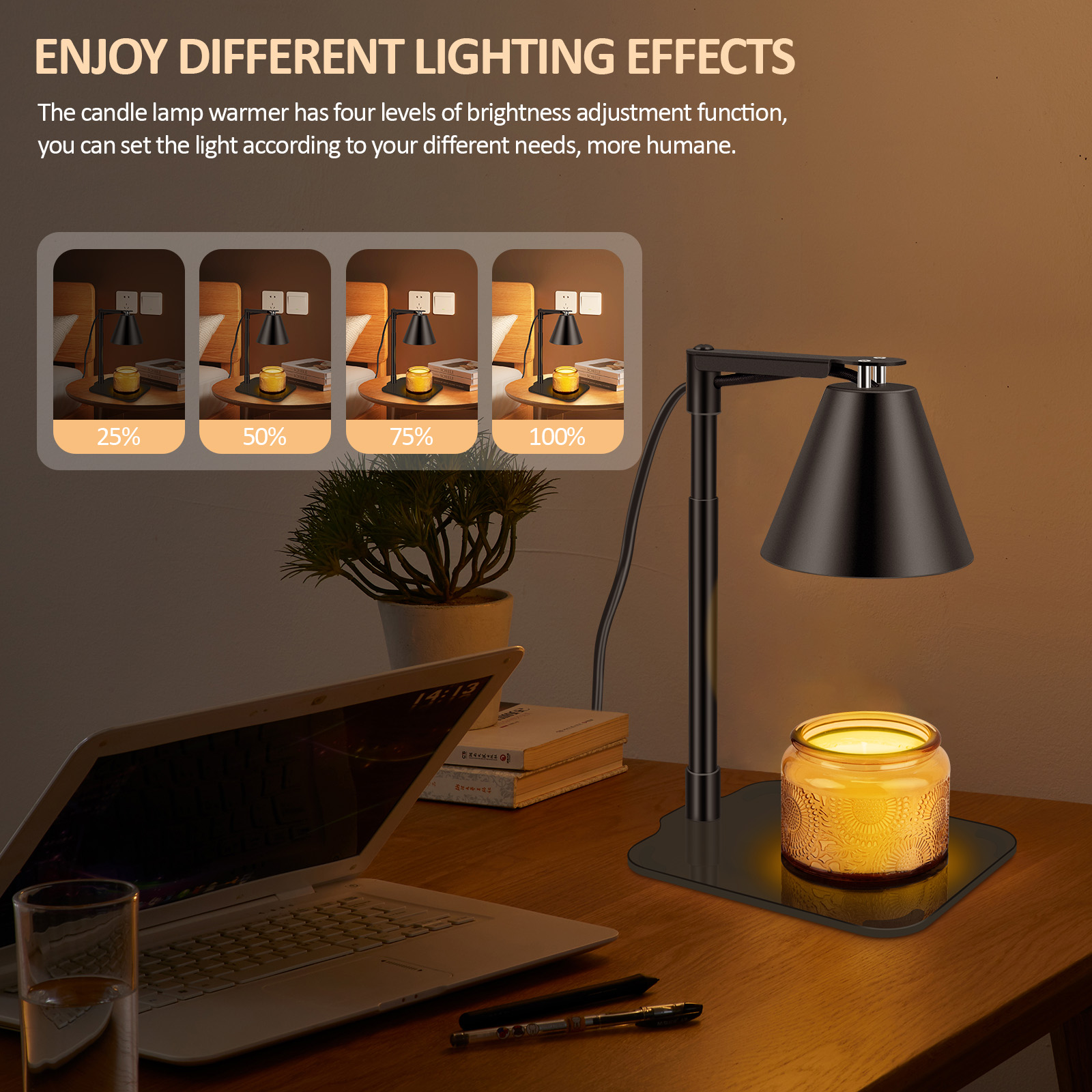 Electric Candle Warmer Lamp with Timer. HIGH QUALITY CANDLE WARMER: Candle warmer lamp with timer function can give you peace of mind to do other things. The electric candle warmer has three timer settings (2/4/8 hours) that you can set to suit your needs