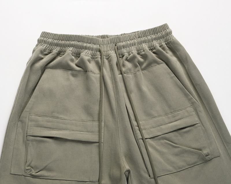 Elastic Waist Lace Up Military Patch Pocket Shorts