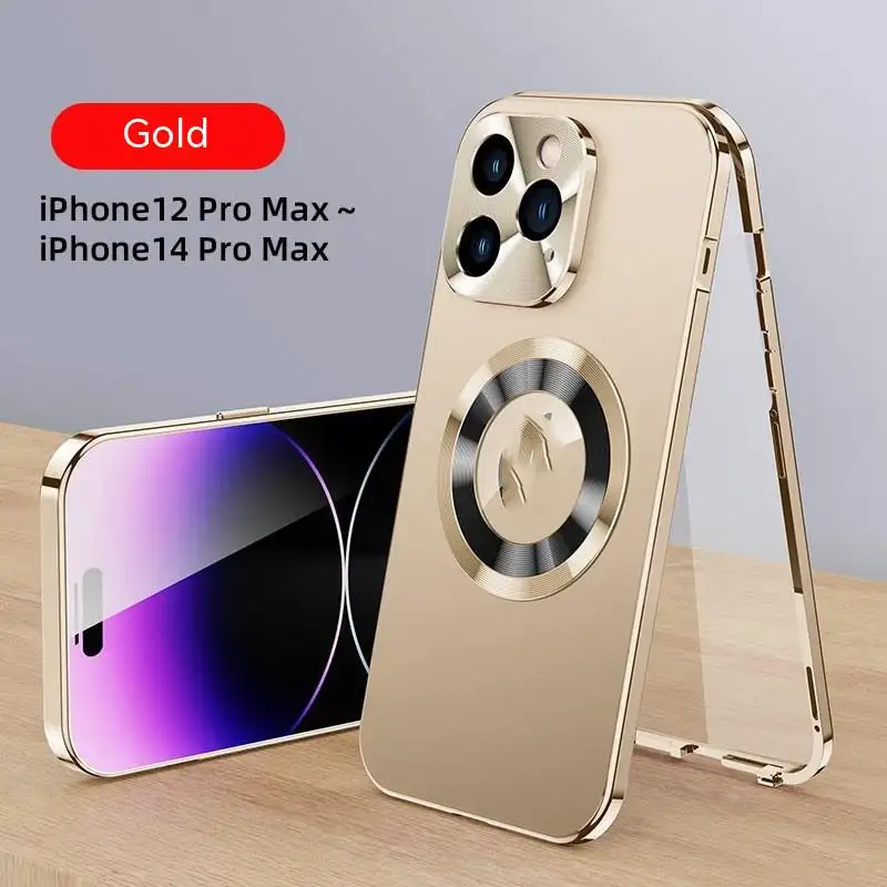 Glass Shell Metal Magnetic All-inclusive Drop-resistant Phone Case