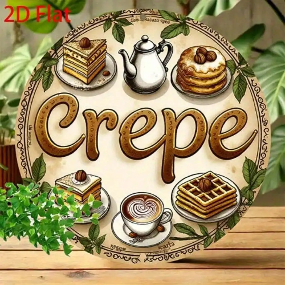 Vintage Crepe Dessert Coffee Tea Pastries Round
