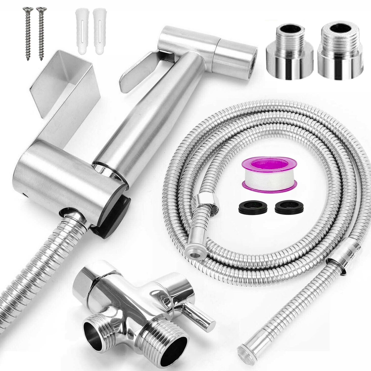 Stainless Steel Bathroom Bidet Spray Handheld Shower Head Shattaf Toilet — image 2