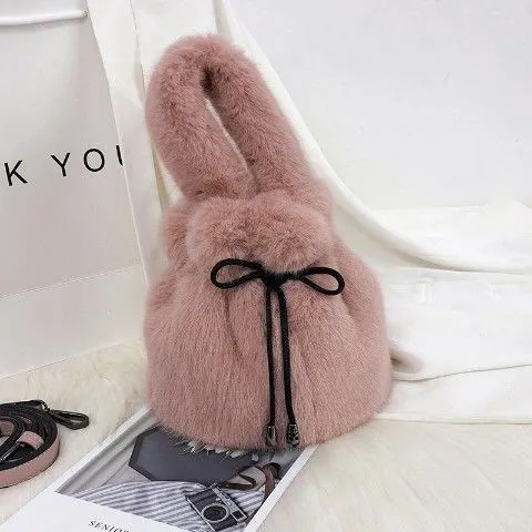 Autumn And Winter Foreign Style Furry Fashion Chain Shoulder Messenger Bag Pink - Shop at LoveMi