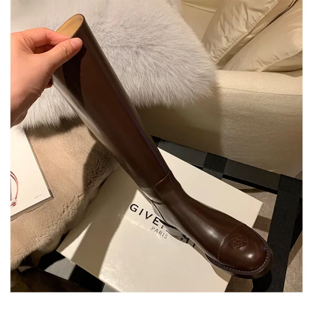 The New Back Zipper Is Thin And Tall But Knee Boots Brown - Shop at LoveMi