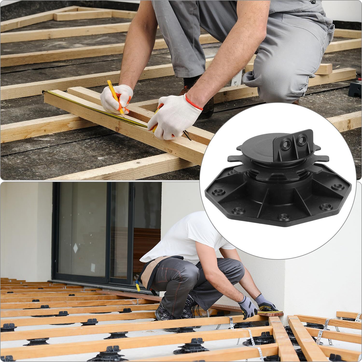 Pack Of 10 Adjustable Decking Pedestal Riser Foot Bearing Support 30mm-60mm