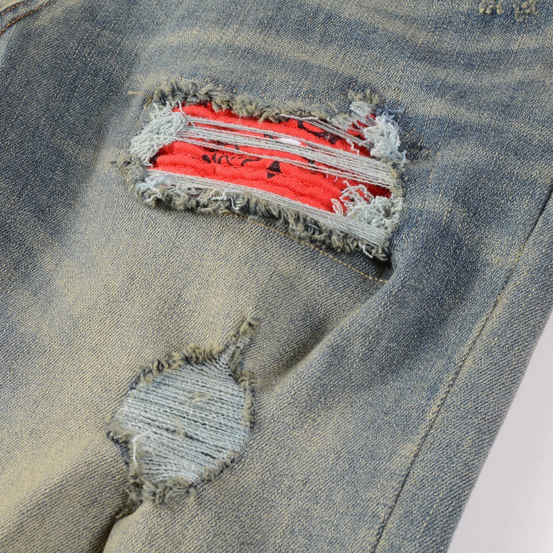 Title 4, Heren jeans met plooien en kleurcontrast. Comfo...