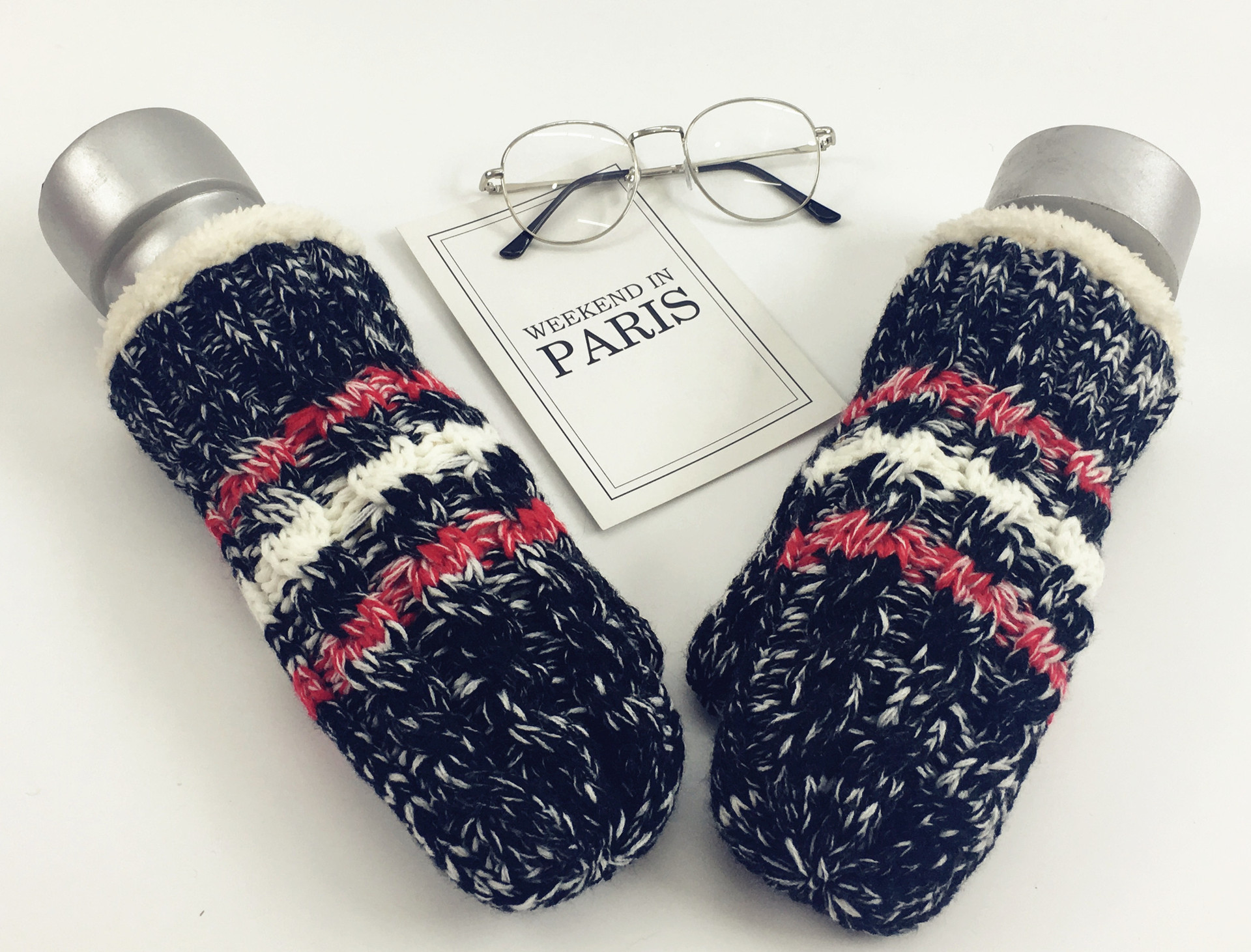 Color-mixing Warm Knitted Scarf Hat Glove Set