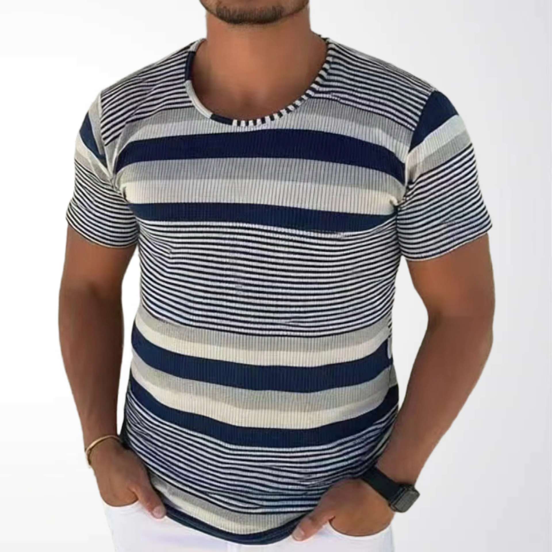 Men's Striped Crew Neck Shirt